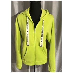 NEW Max Studio Performance Women’s Lime Green Zip Up Hooded Fleece